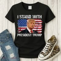 I Stand President Trump American Flag Trump 2024 Women's T-Shirt thumb 3