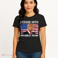 I Stand President Trump American Flag Trump 2024 Women's T-Shirt thumb 4