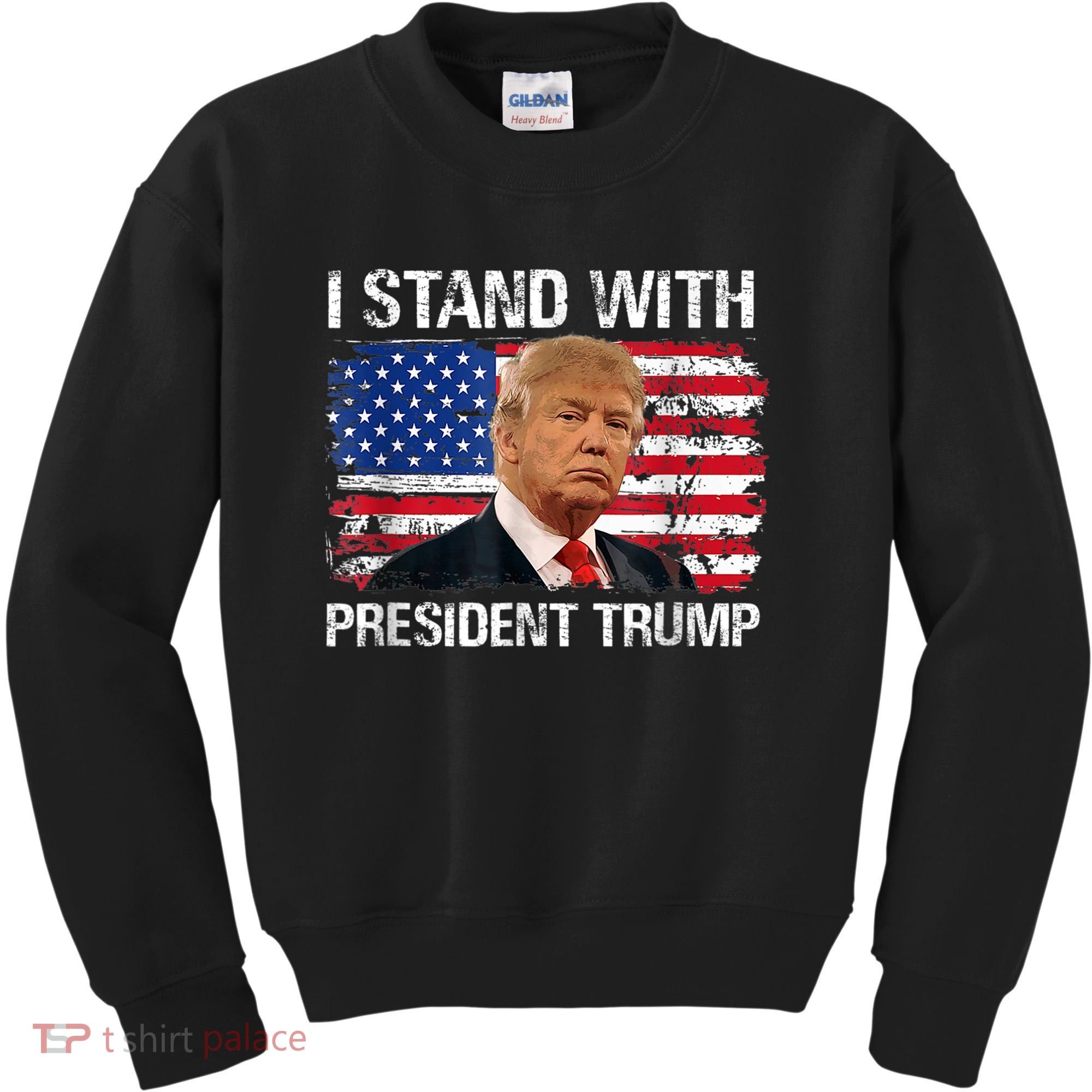 I Stand President Trump American Flag Trump 2024 Kids Sweatshirt