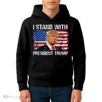 I Stand President Trump American Flag Trump 2024 Kids Hoodie thumb 4