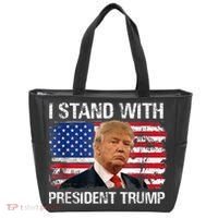 I Stand President Trump American Flag Trump 2024 Tote Bag thumb 0
