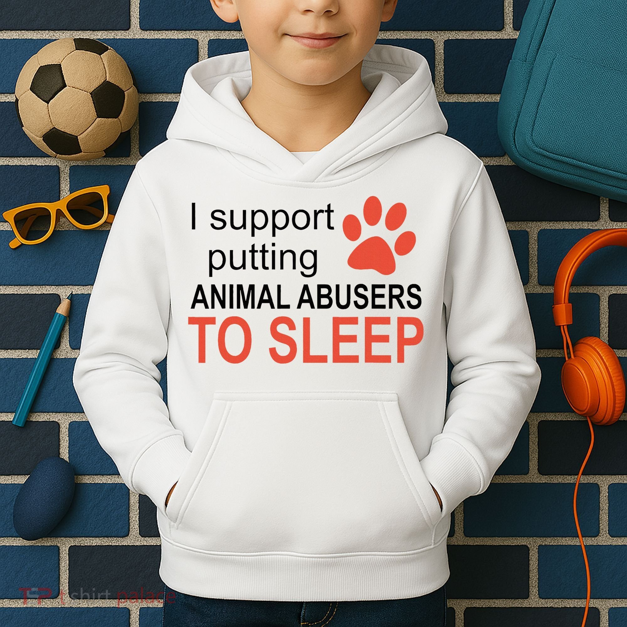 I Support Putting Animal Abusers To Sleep Kids Hoodie