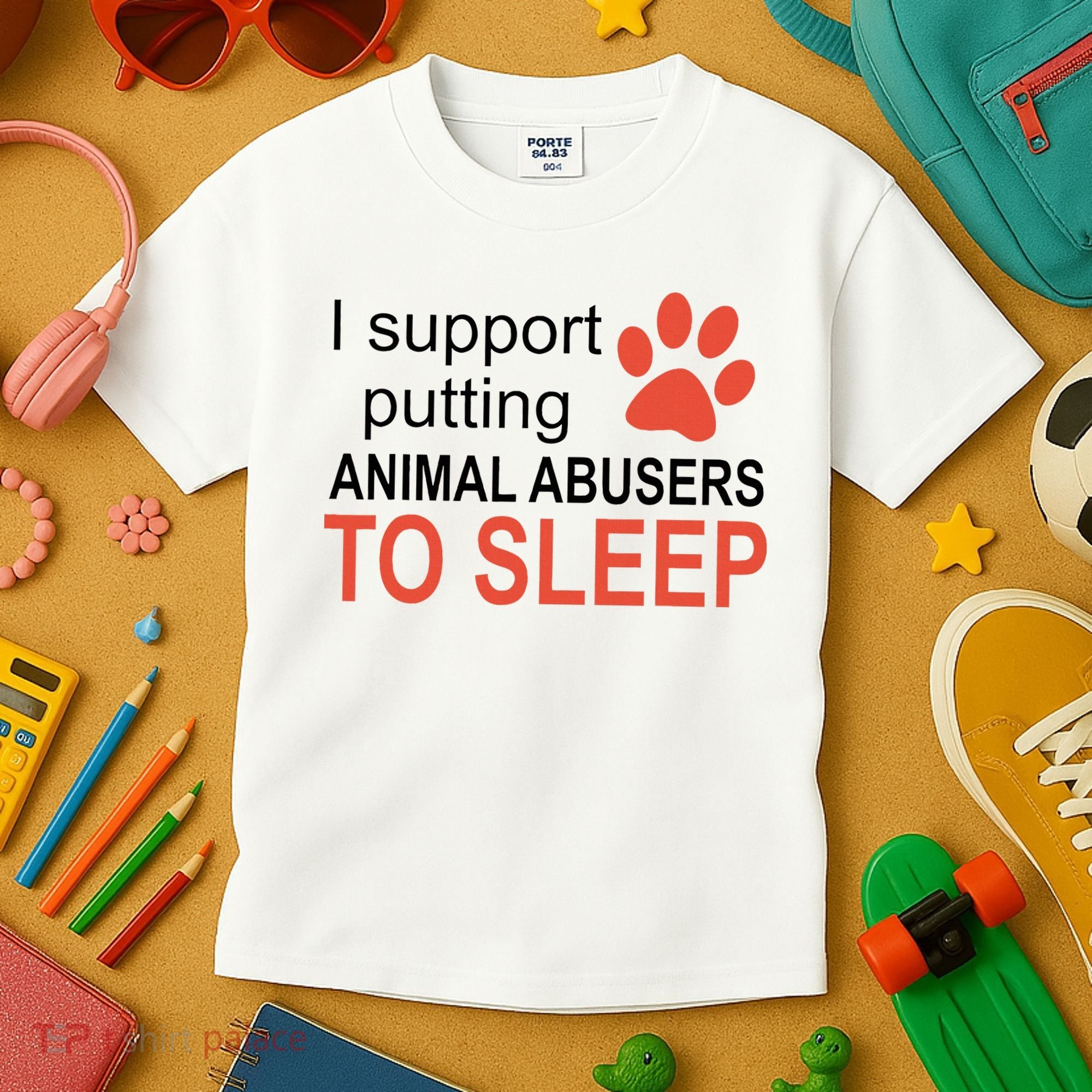 I Support Putting Animal Abusers To Sleep Kids T-Shirt