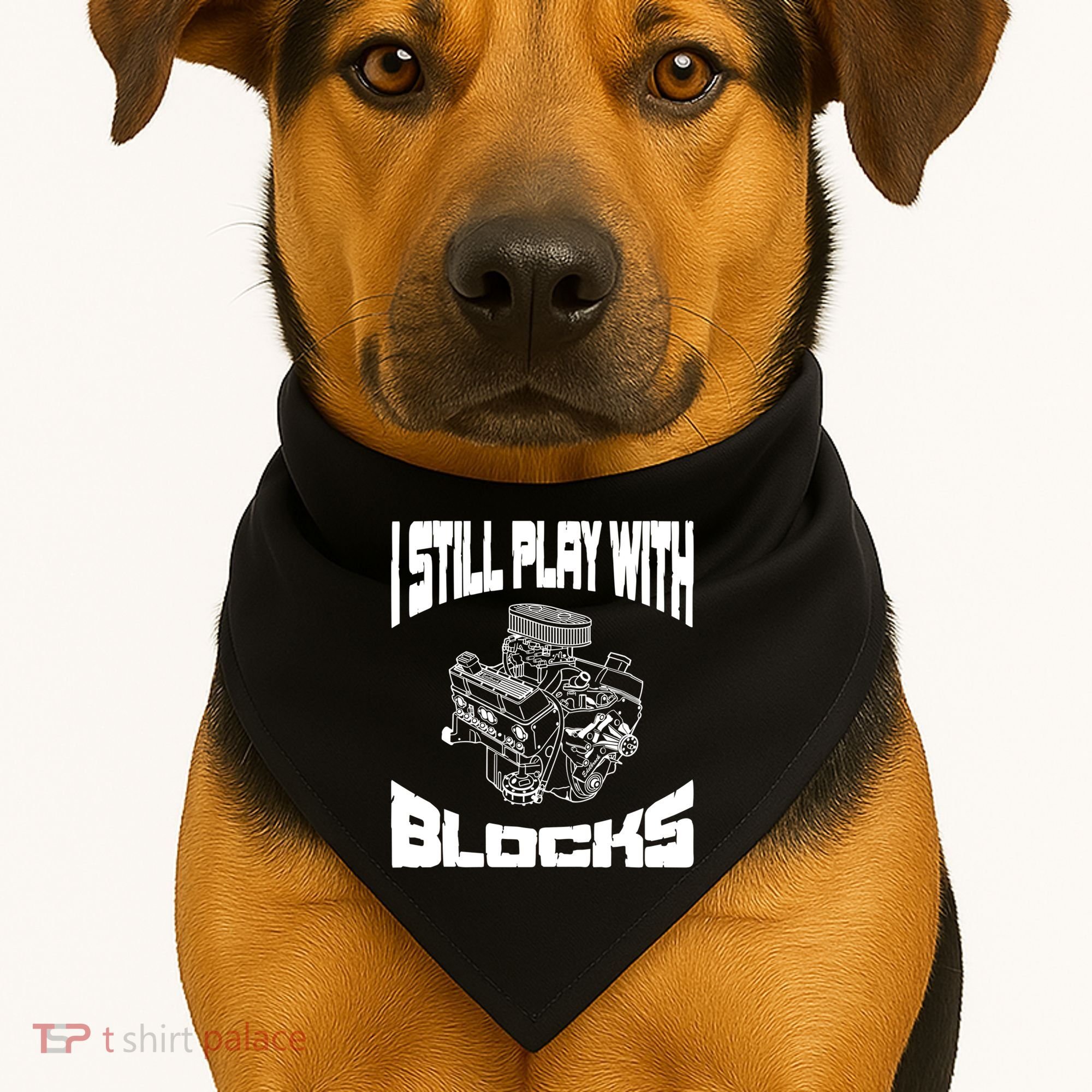 I Still Play With Blocks Meaningful Gift Mechanic Engine Motor USA-Made Doggie Bandana