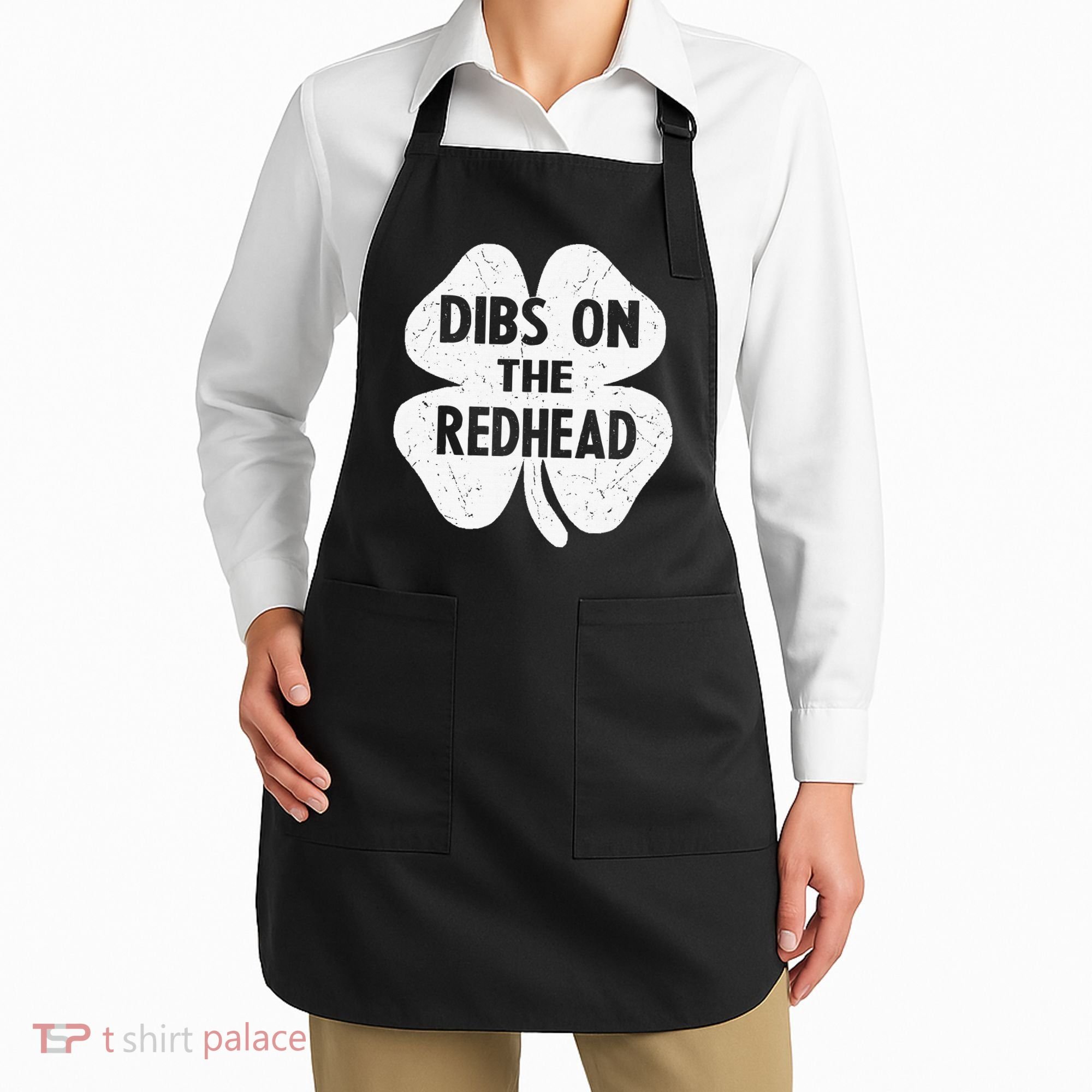 Irish St Patricks Day Shamrock Dibs On The Redhead Apron
