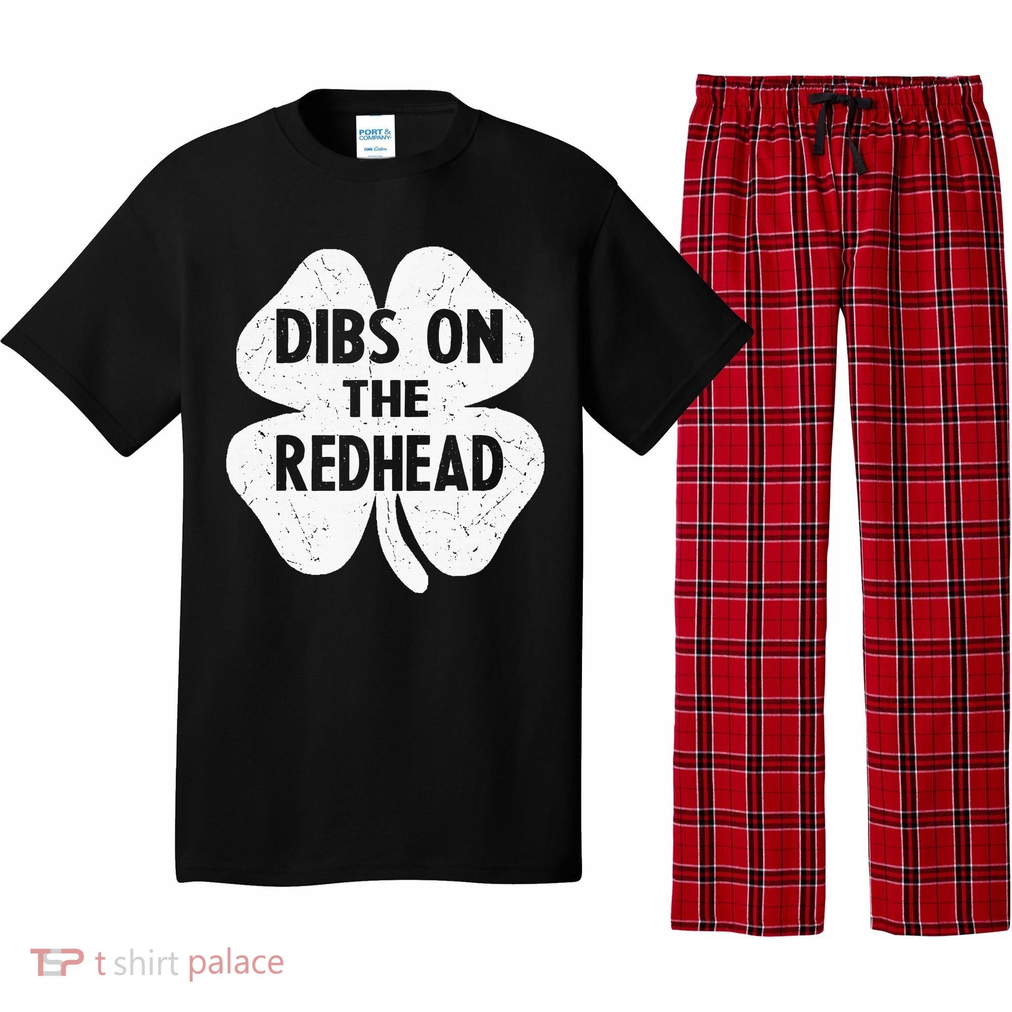 Irish St Patricks Day Shamrock Dibs On The Redhead Pajama Set