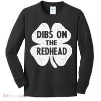 Irish St Patricks Day Shamrock Dibs On The Redhead Kids Long Sleeve Shirt thumb 0