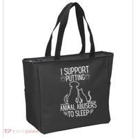 I Support Putting Animal Abusers To Sleep Dog Cat Lover Tote Bag thumb 2