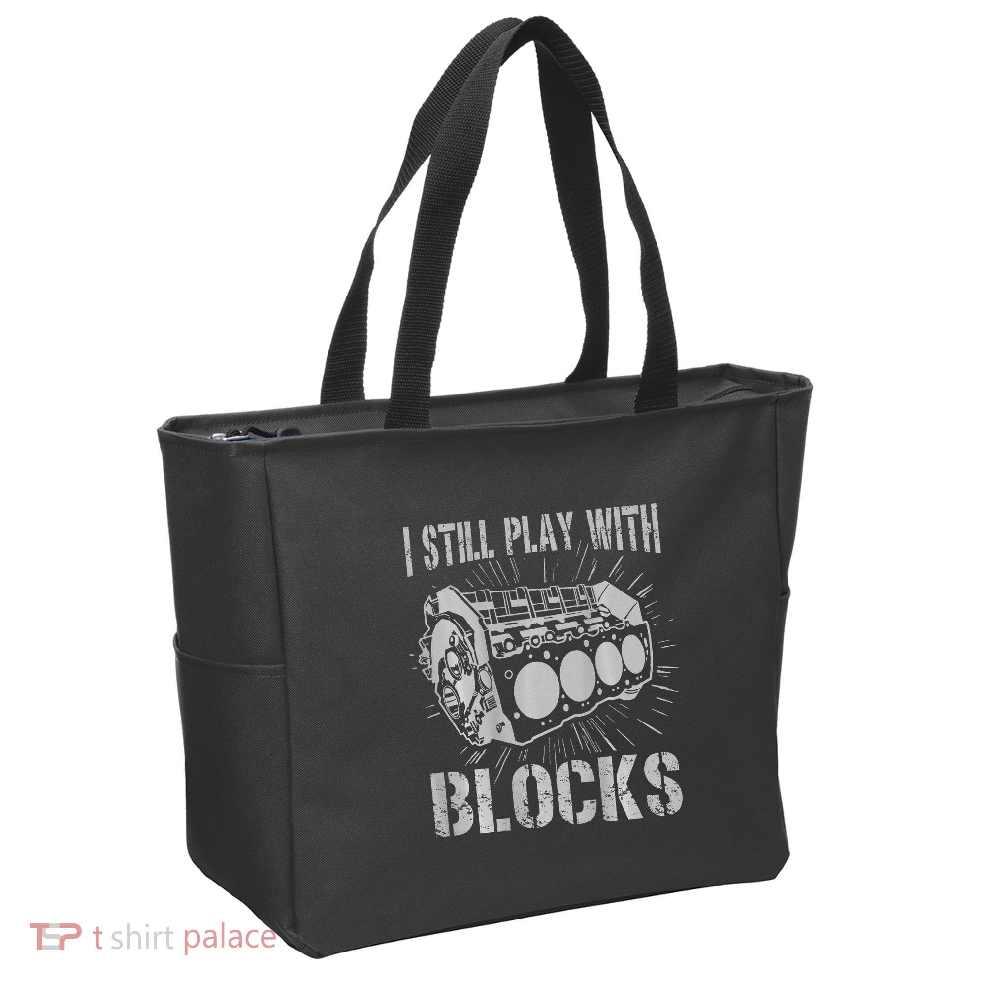 I Still Play With Blocks Funny Car Mechanic Car Engine Tote Bag
