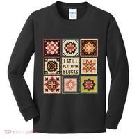 I Still Play With Blocks Quilt Funny Quilting Sewing Kids Long Sleeve Shirt thumb 0
