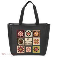 I Still Play With Blocks Quilt Funny Quilting Sewing Tote Bag thumb 0