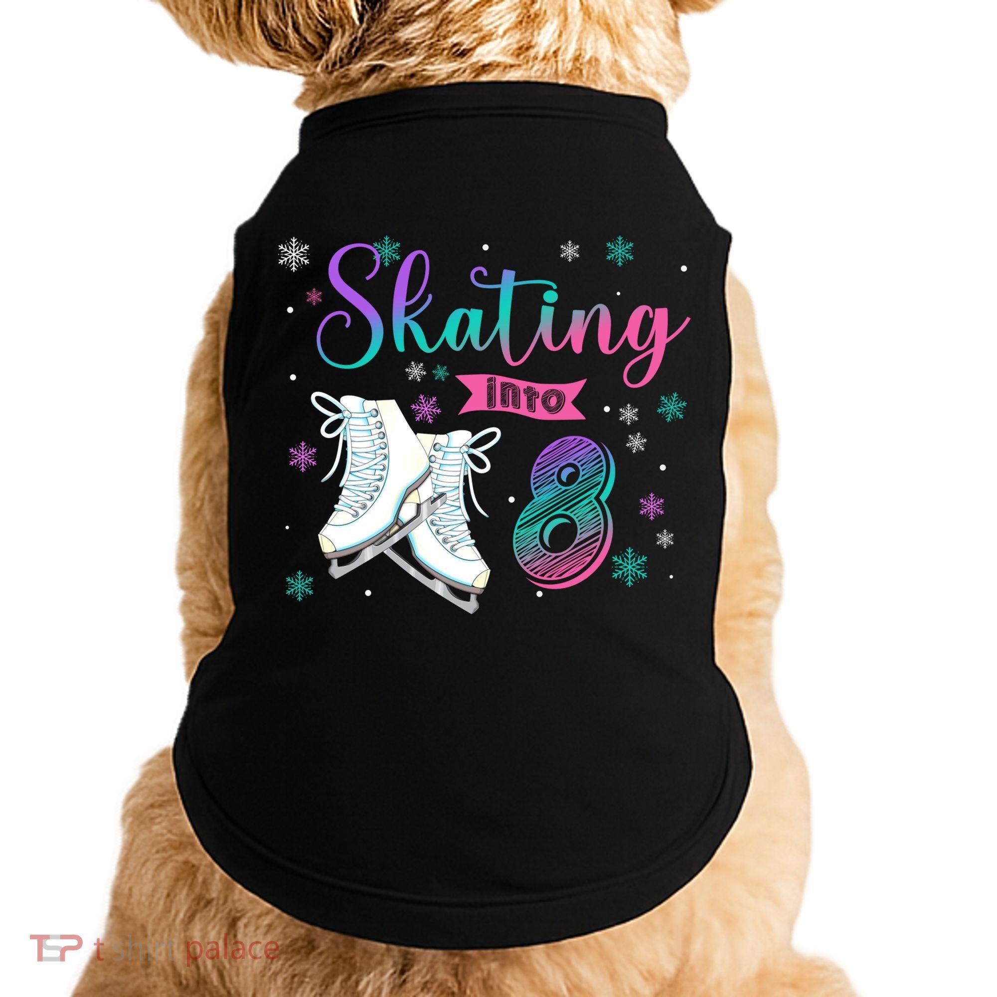 Ice Skating Rolling 8th Birthday Party Family Matching Great Gift Doggie Tank
