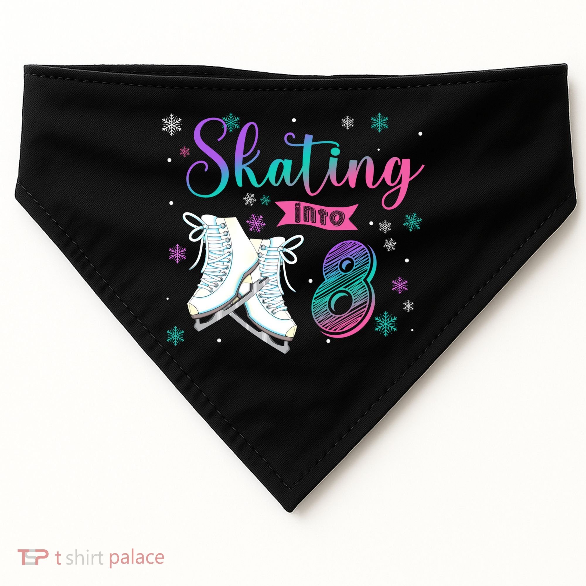 Ice Skating Rolling 8th Birthday Party Family Matching Great Gift USA-Made Doggie Bandana