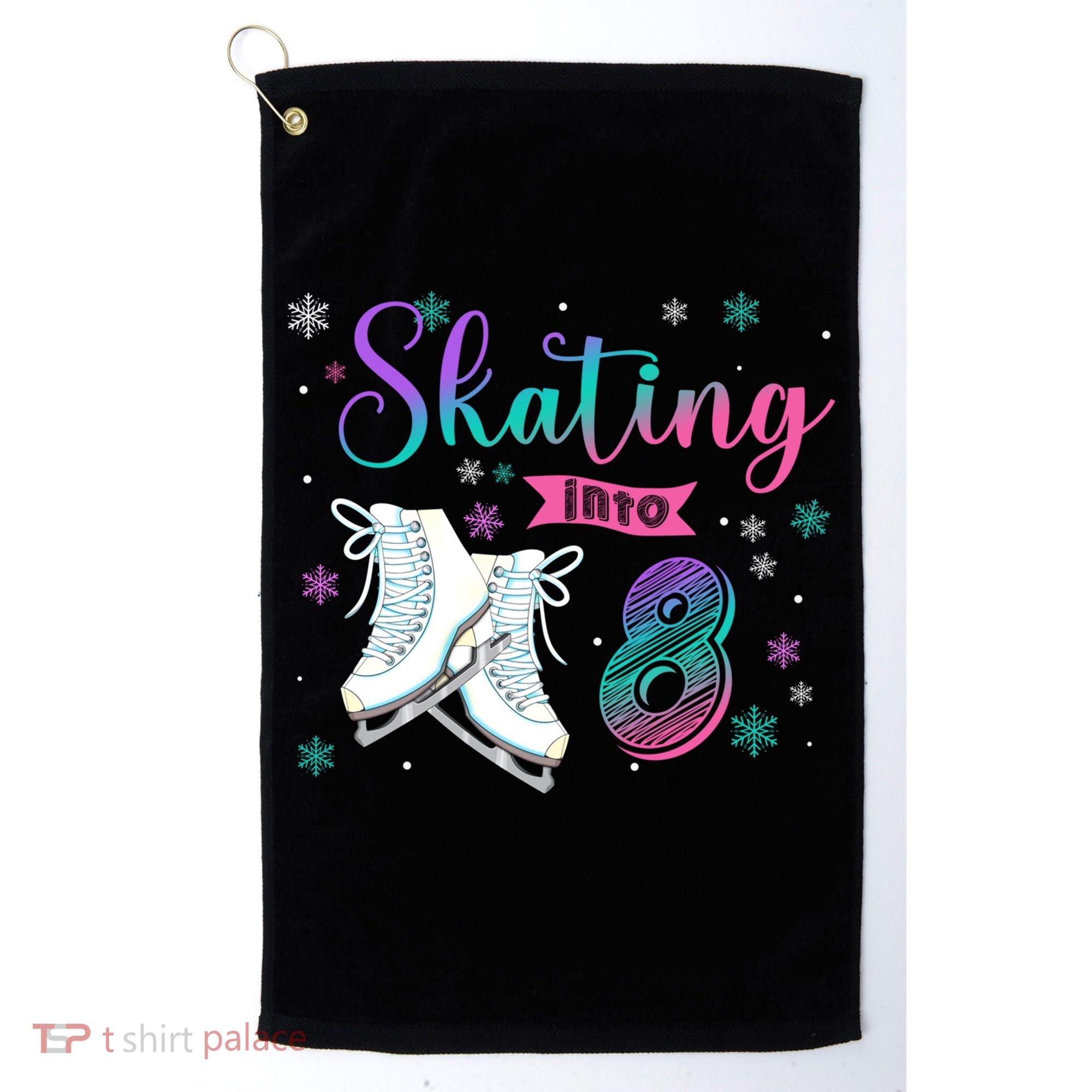 Ice Skating Rolling 8th Birthday Party Family Matching Great Gift Golf Towel