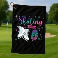 Ice Skating Rolling 8th Birthday Party Family Matching Great Gift Golf Towel thumb 1
