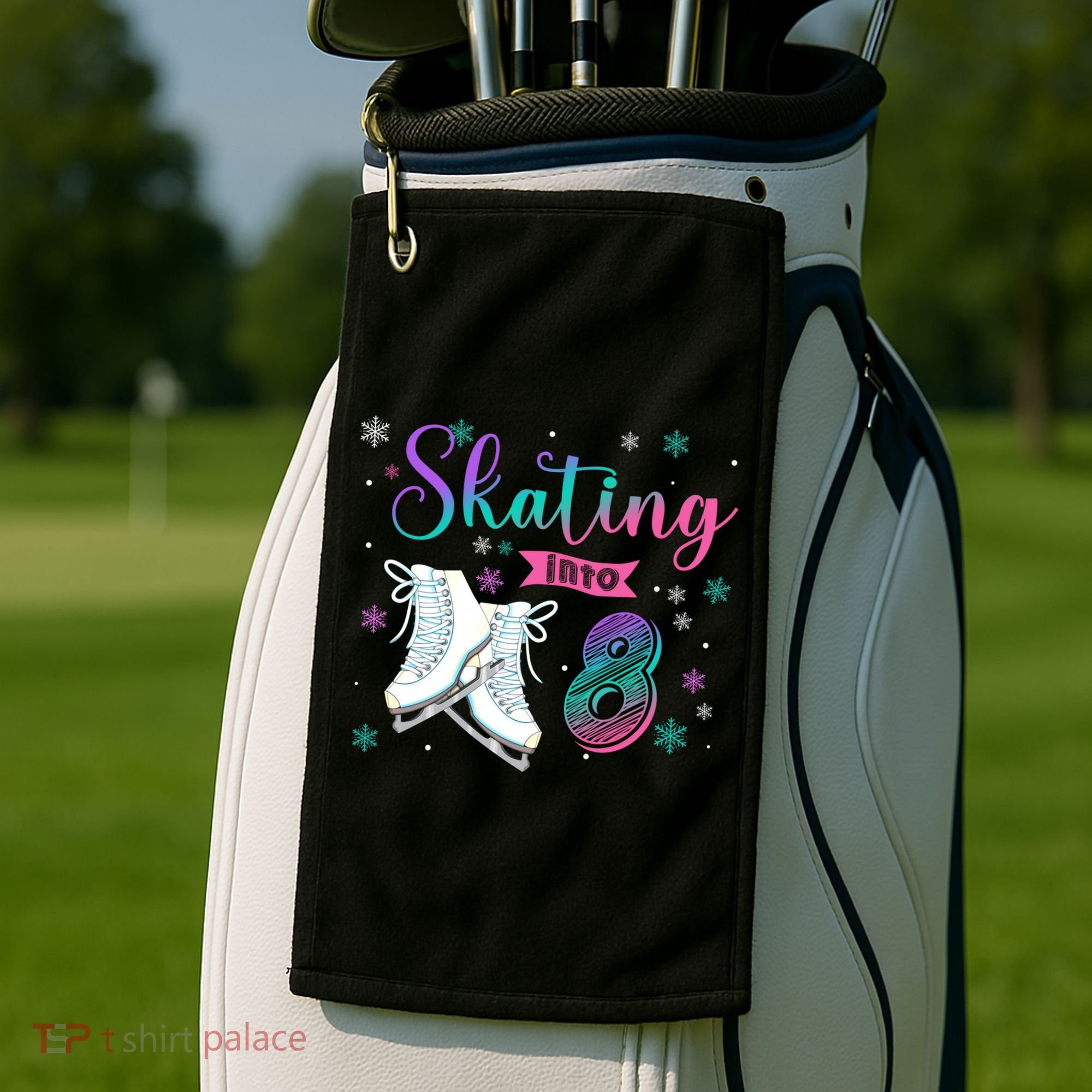 Ice Skating Rolling 8th Birthday Party Family Matching Great Gift Golf Towel