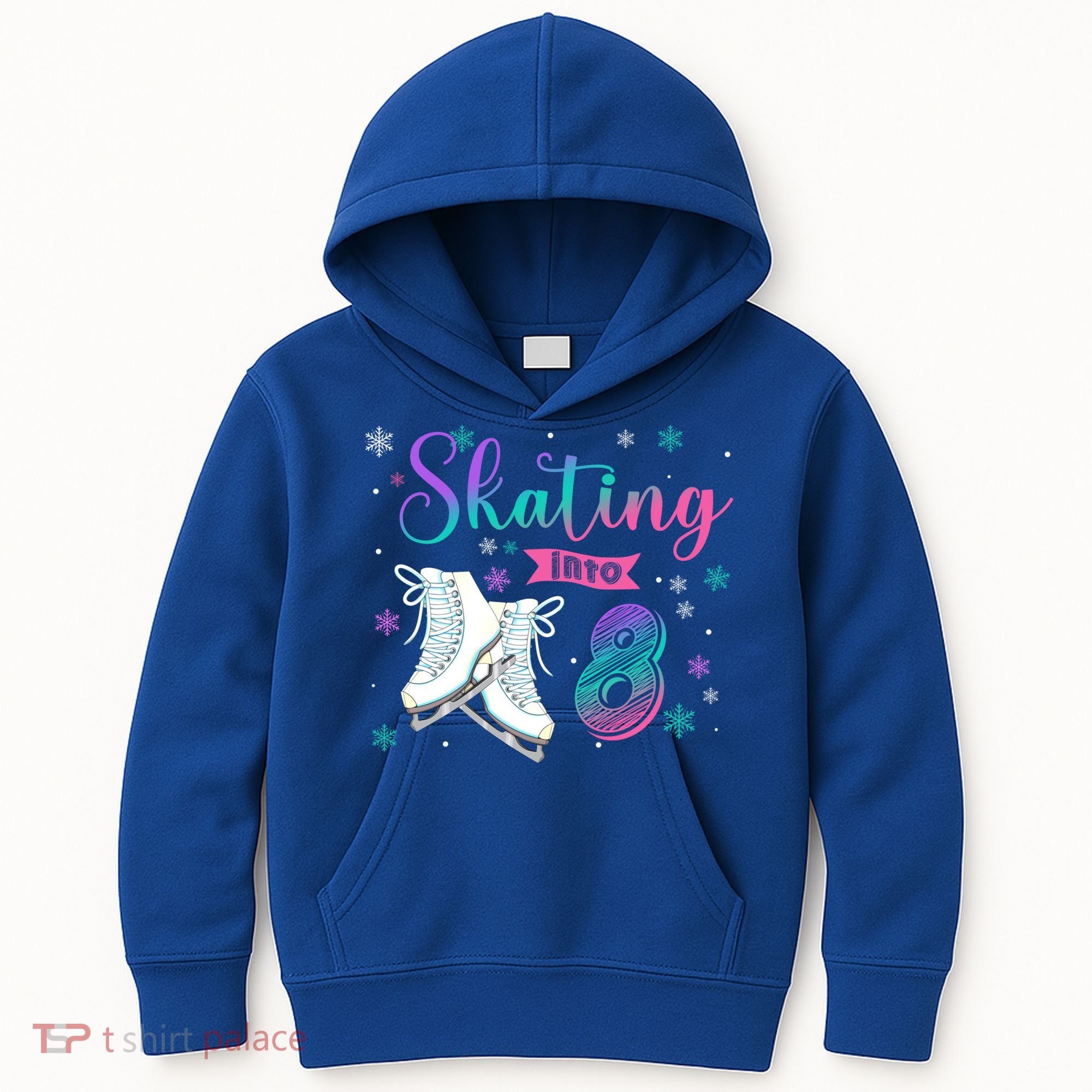 Ice Skating Rolling 8th Birthday Party Family Matching Great Gift Kids Hoodie