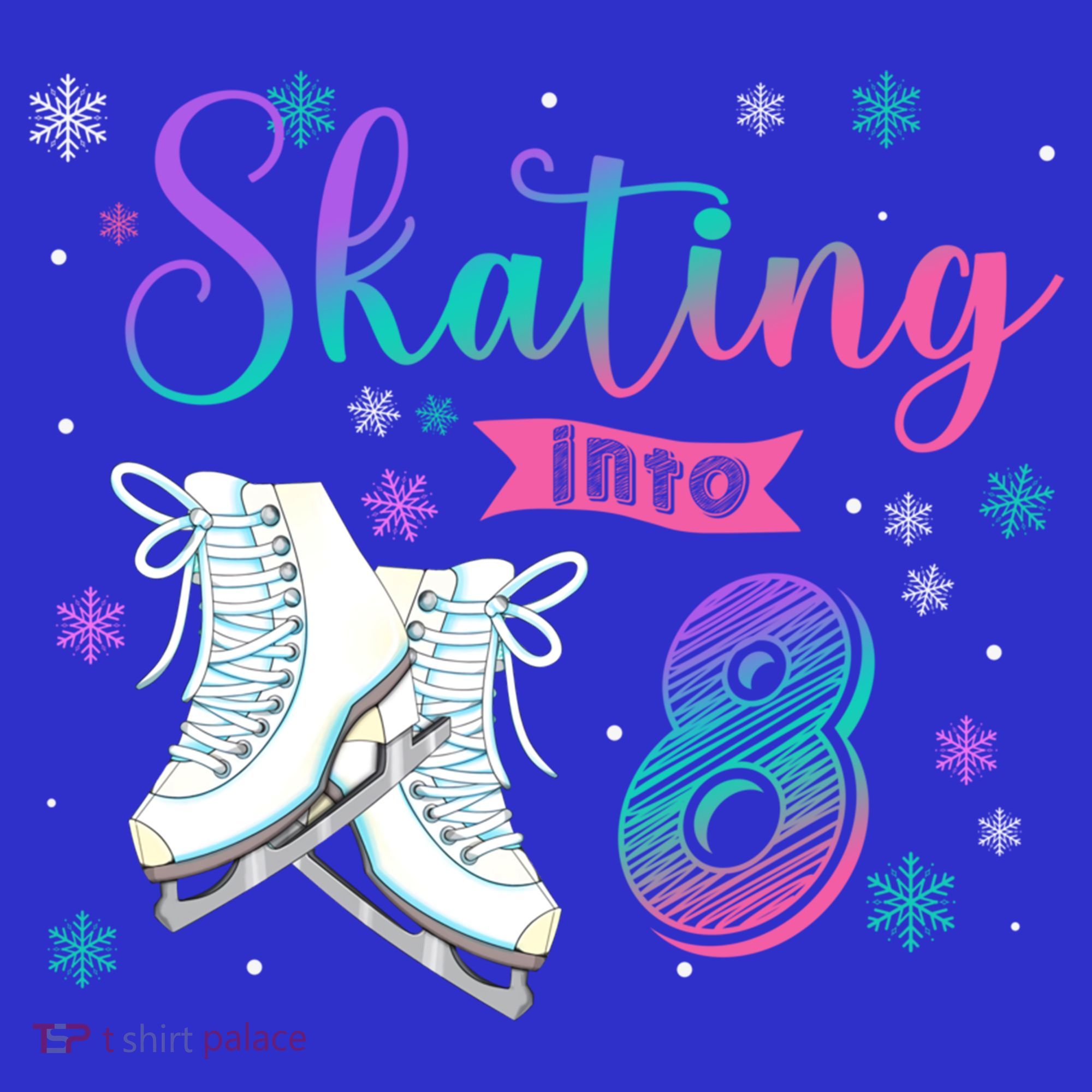 Ice Skating Rolling 8th Birthday Party Family Matching Great Gift Kids Long Sleeve Shirt