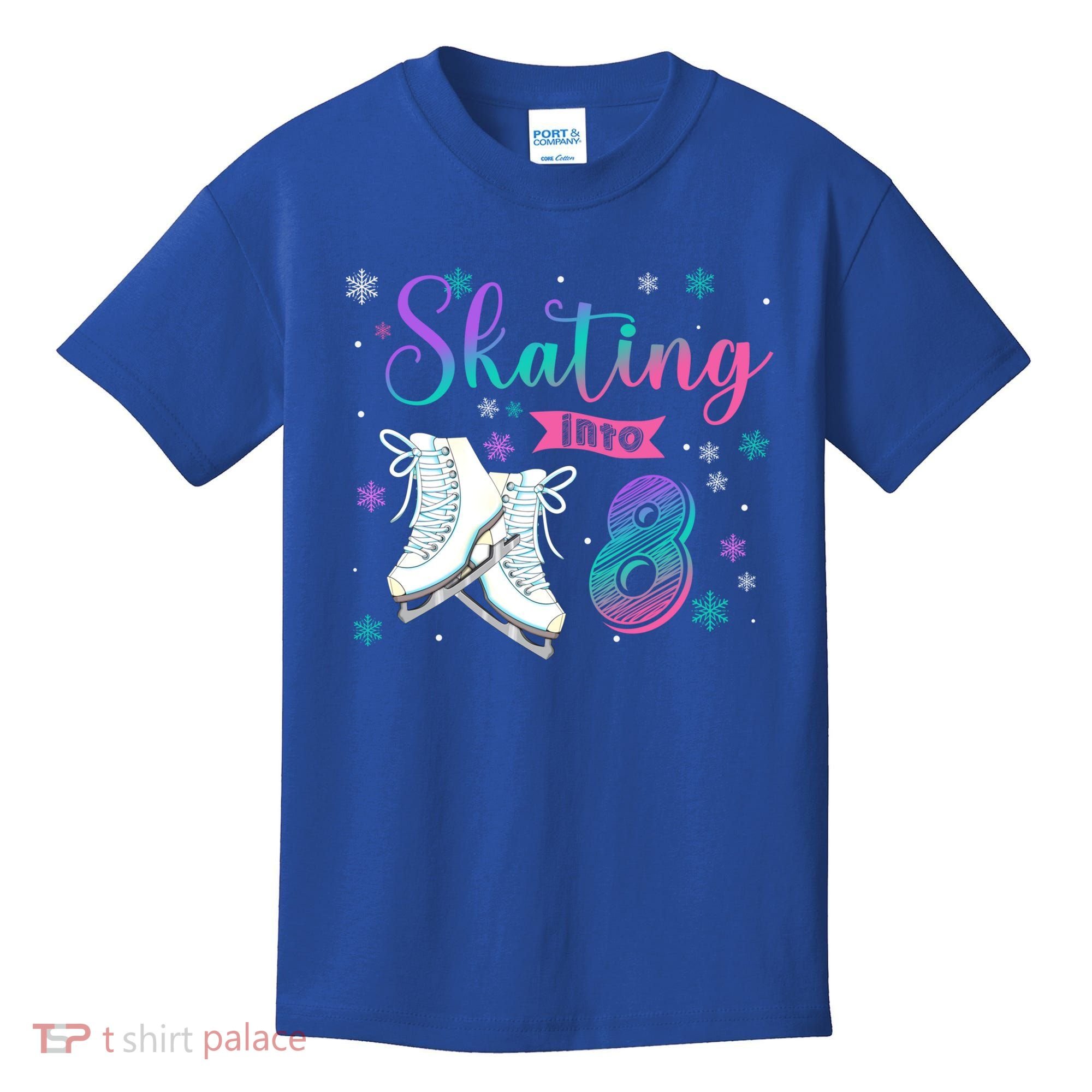Ice Skating Rolling 8th Birthday Party Family Matching Great Gift Kids T-Shirt