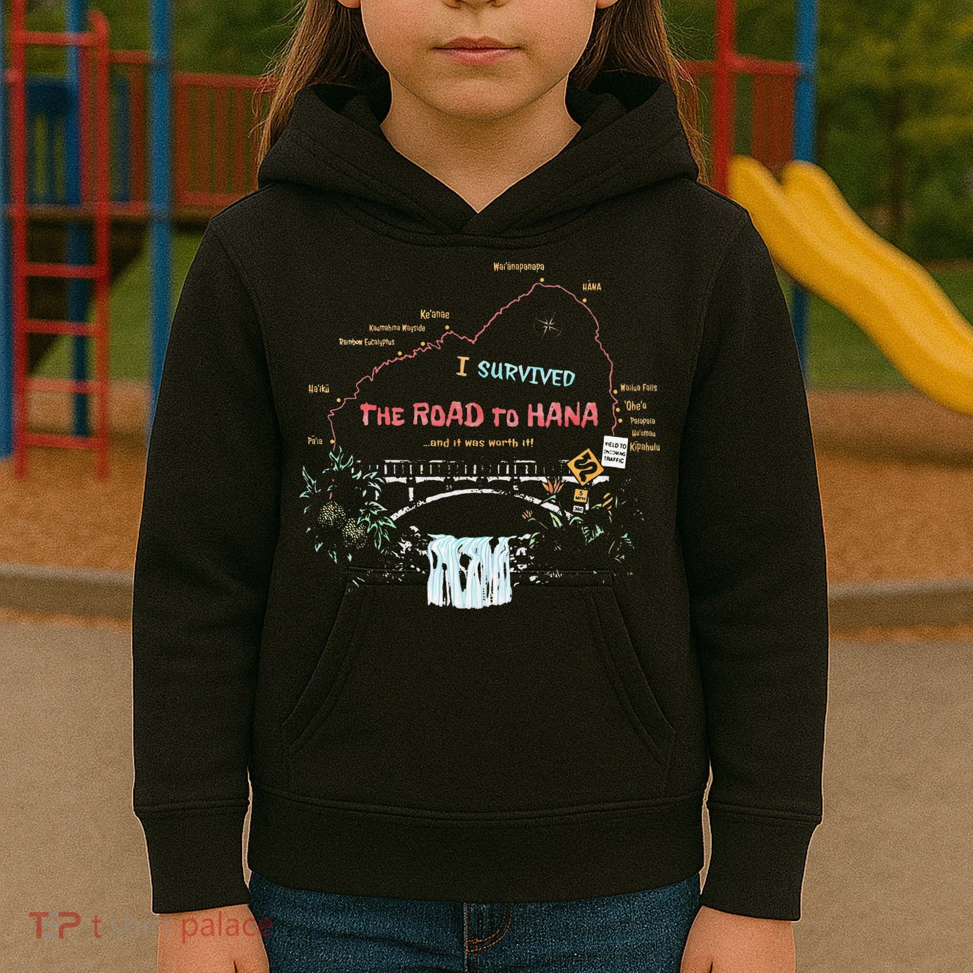 I Survived Road To Hana Maui Island Hawaiian Beach Summer Kids Hoodie