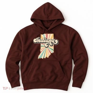 Indiana State Retro Vintage Map Hoodie