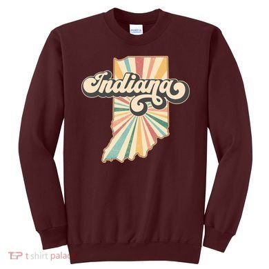 Indiana State Retro Vintage Map Sweatshirt