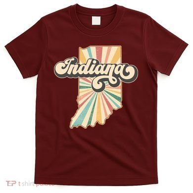 Indiana State Retro Vintage Map T-Shirt