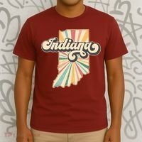 Indiana State Retro Vintage Map T-Shirt thumb 3