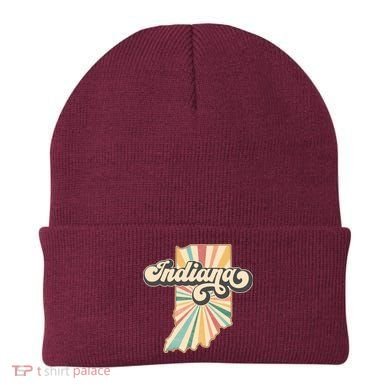 Indiana State Retro Vintage Map Beanie