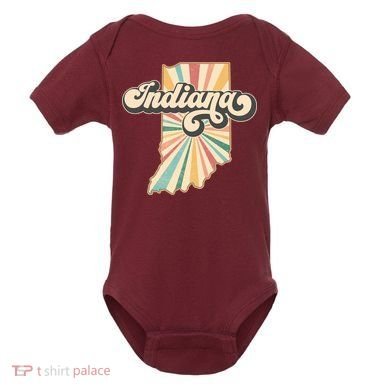 Indiana State Retro Vintage Map Baby Bodysuit
