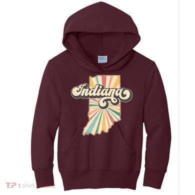Indiana State Retro Vintage Map Kids Hoodie
