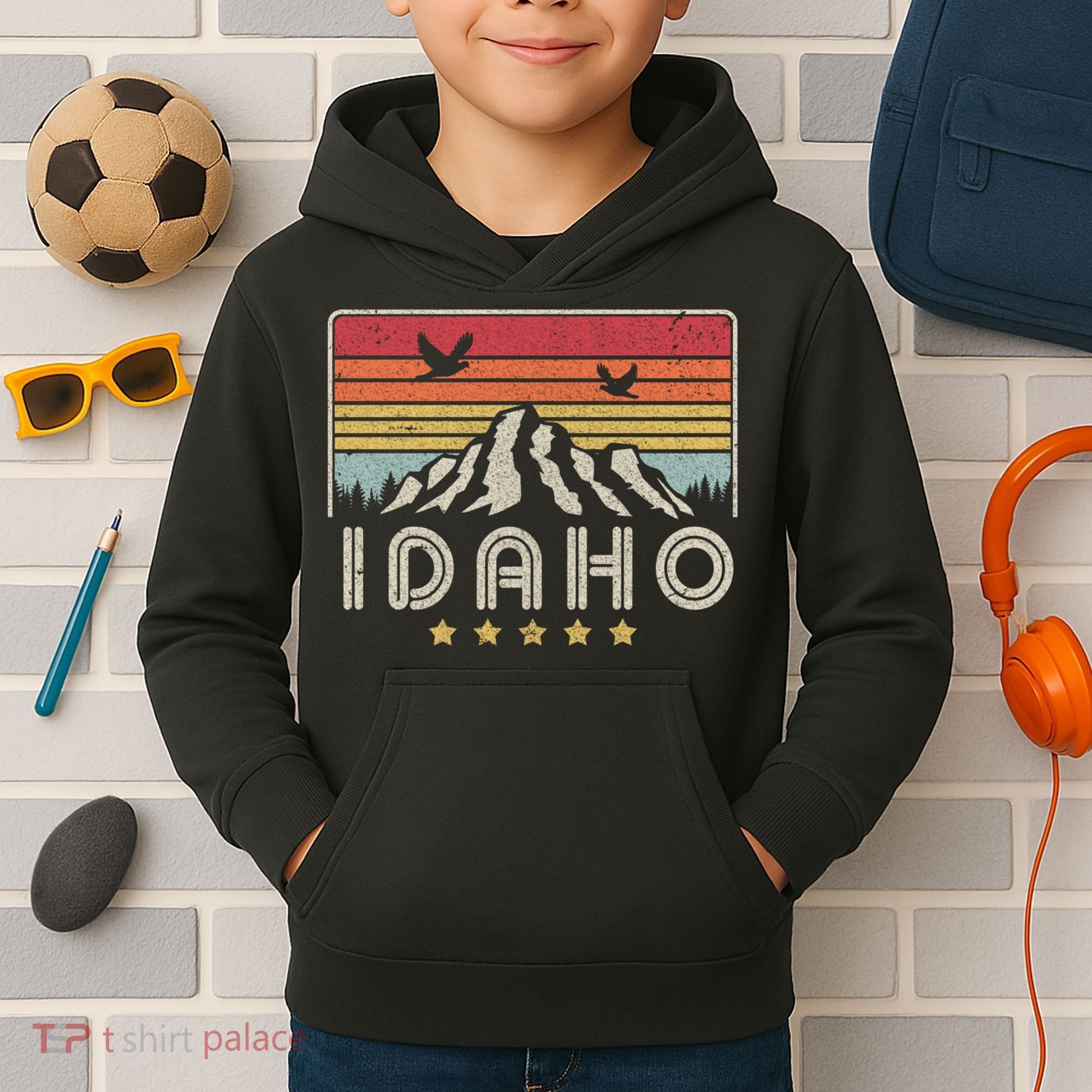 Idaho Shirt. Retro Style ID, USA Kids Hoodie