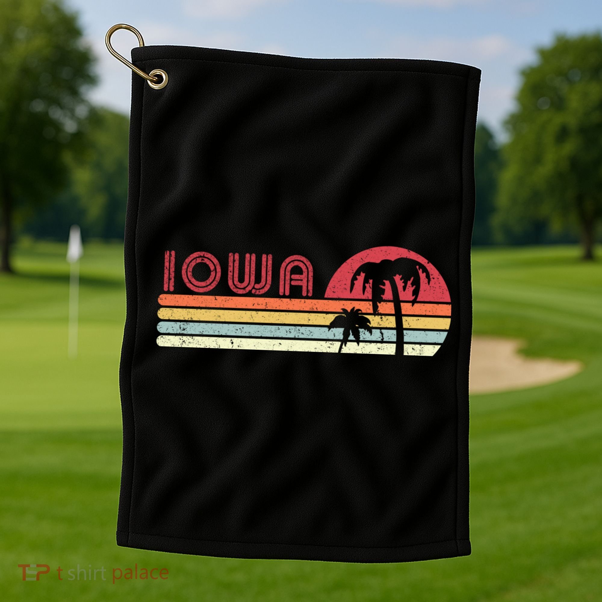 Iowa Shirt. Retro Style IA, USA Golf Towel