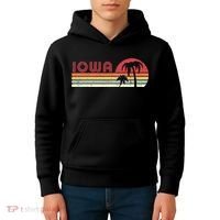 Iowa Shirt. Retro Style IA, USA Kids Hoodie thumb 4