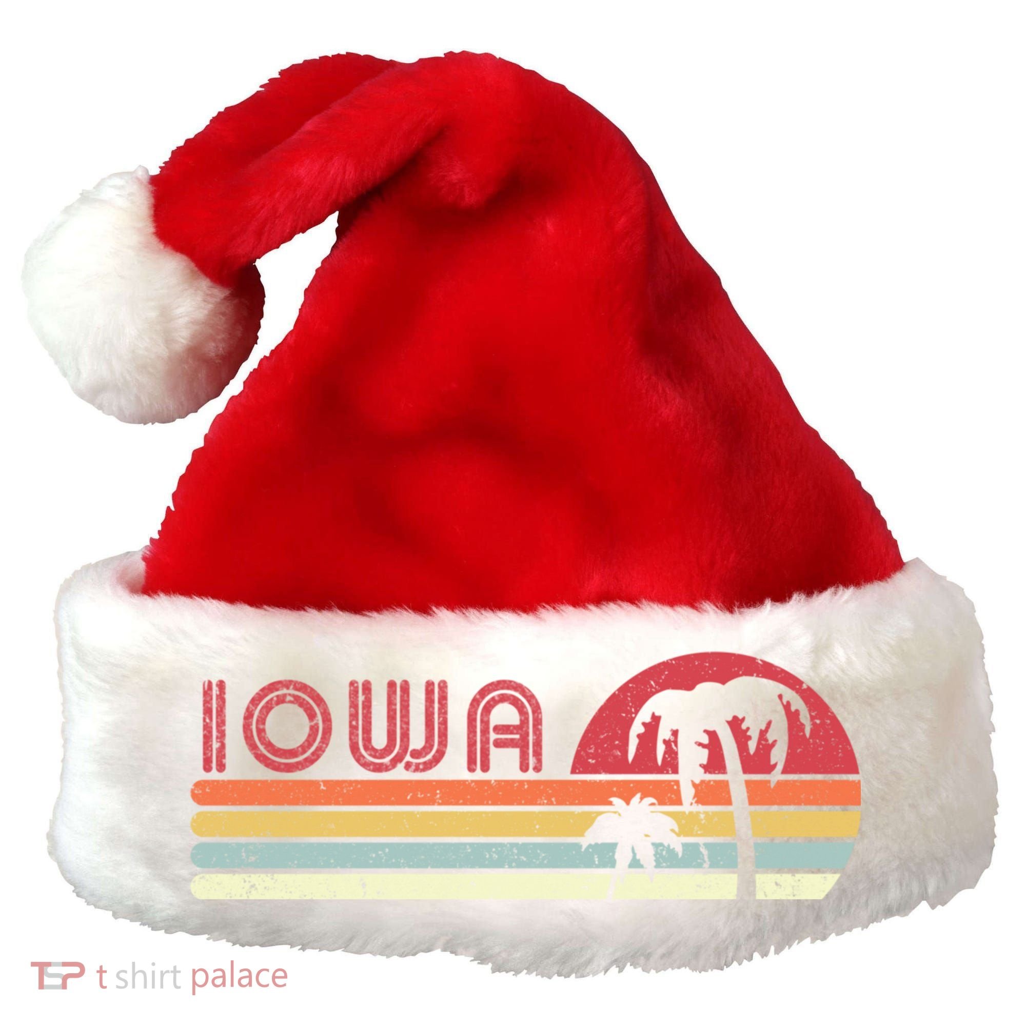 Iowa Shirt. Retro Style IA, USA Santa Hat