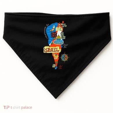 Israel Cartoon Map USA-Made Doggie Bandana