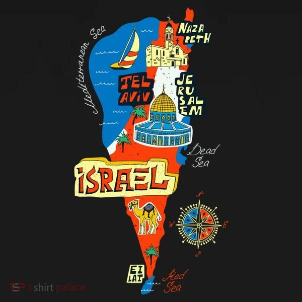Israel Cartoon Map Bucket Hat