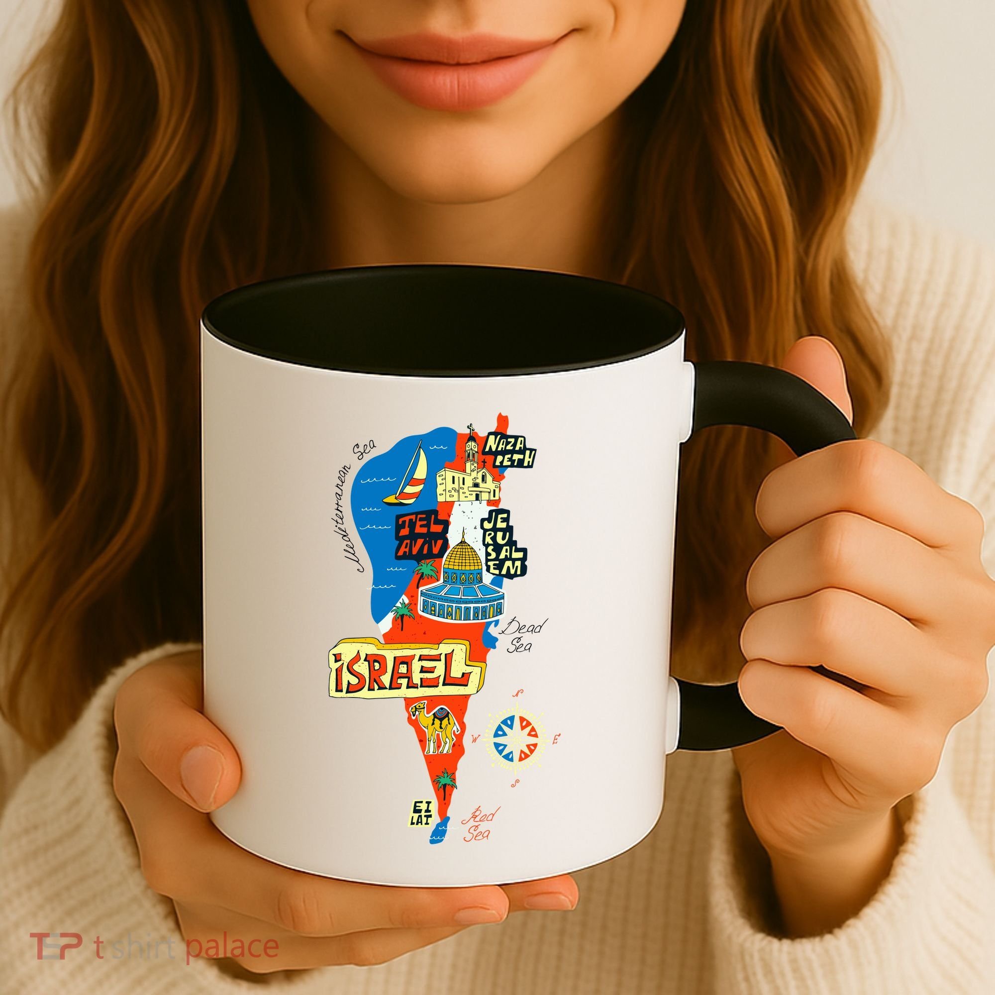 Israel Cartoon Map Coffee Mug