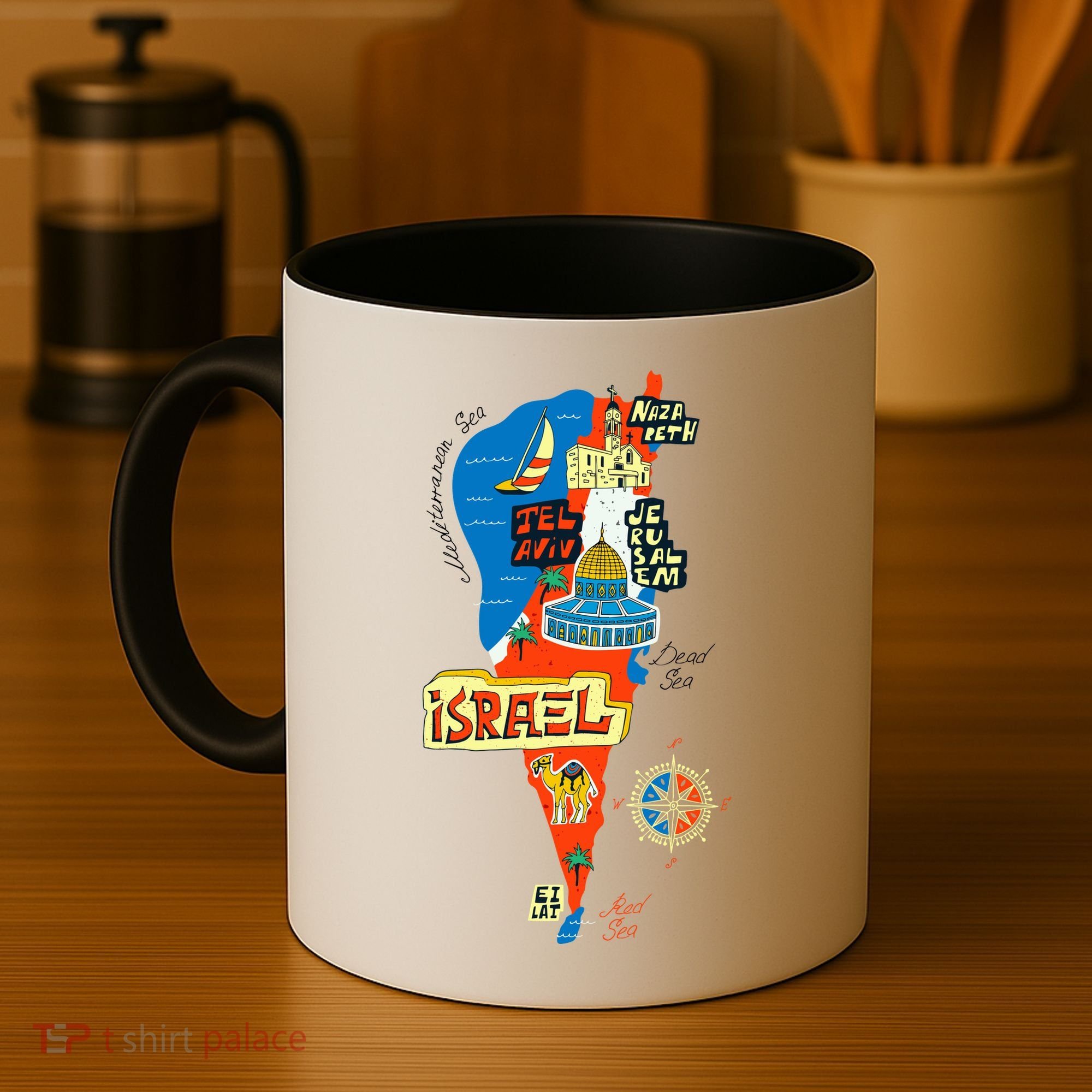 Israel Cartoon Map Coffee Mug
