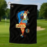 Israel Cartoon Map Golf Towel thumb 1