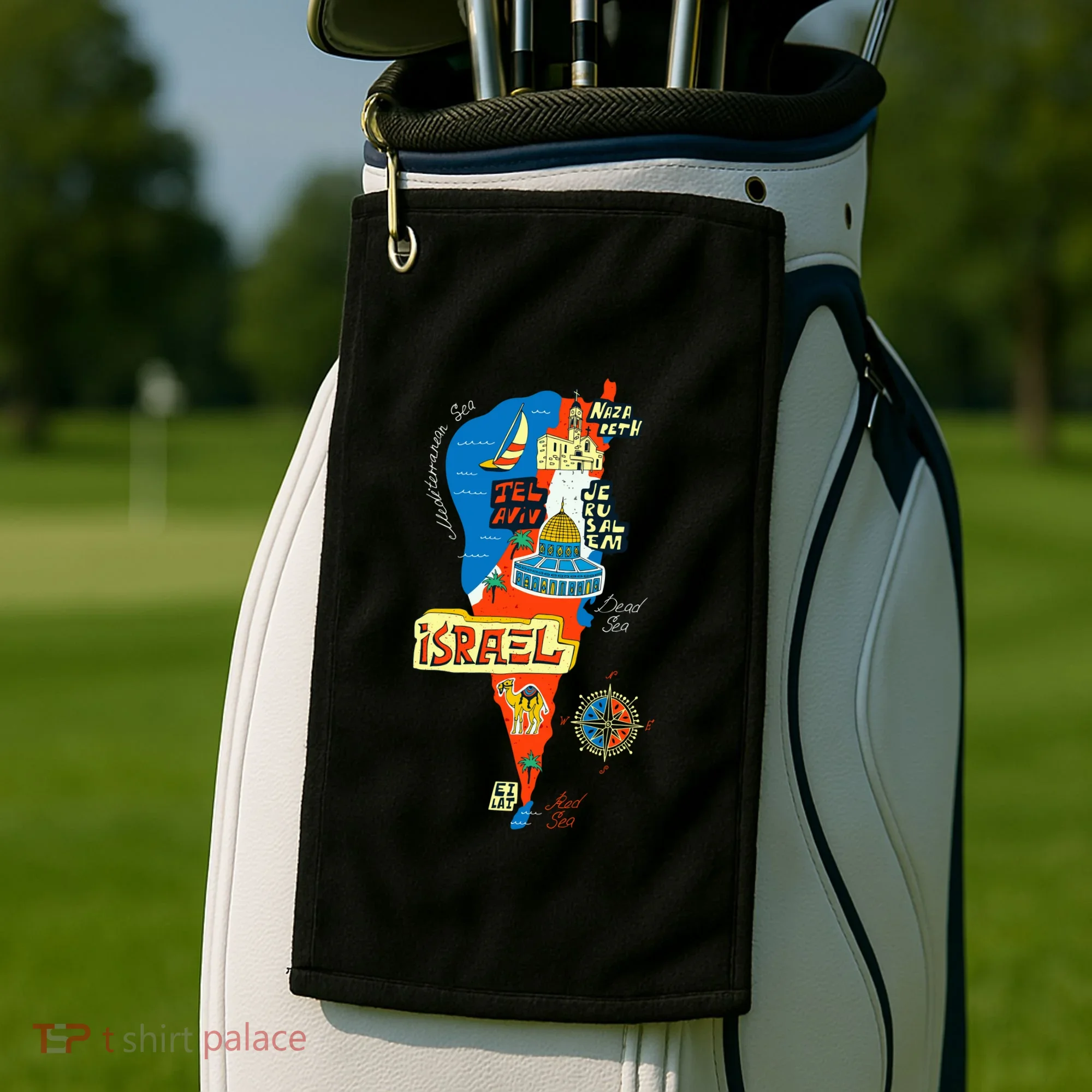 Israel Cartoon Map Golf Towel