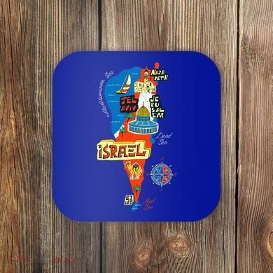 Israel Cartoon Map Coaster