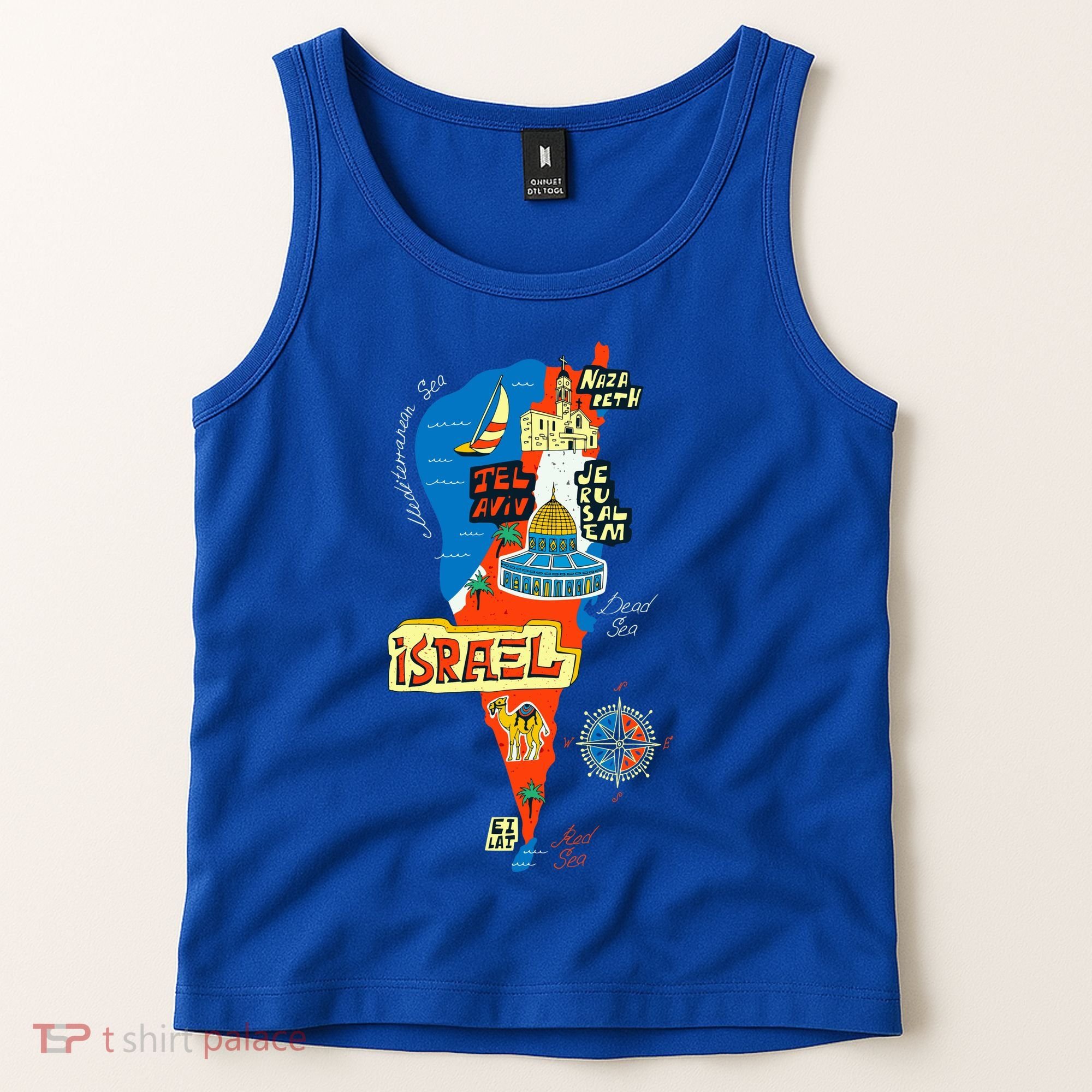Israel Cartoon Map Tank Top