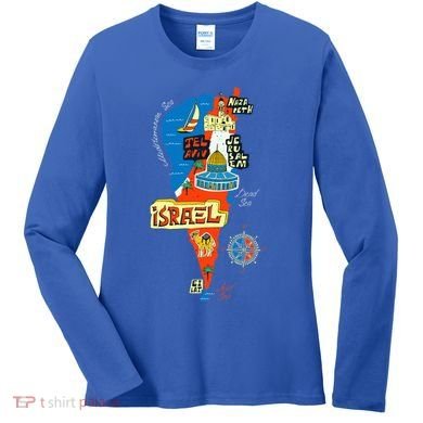 Israel Cartoon Map Women's Long Sleeve Shirt