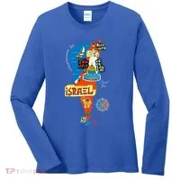 Israel Cartoon Map Women's Long Sleeve Shirt thumb 0