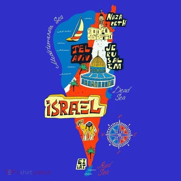 Israel Cartoon Map Women's Long Sleeve Shirt