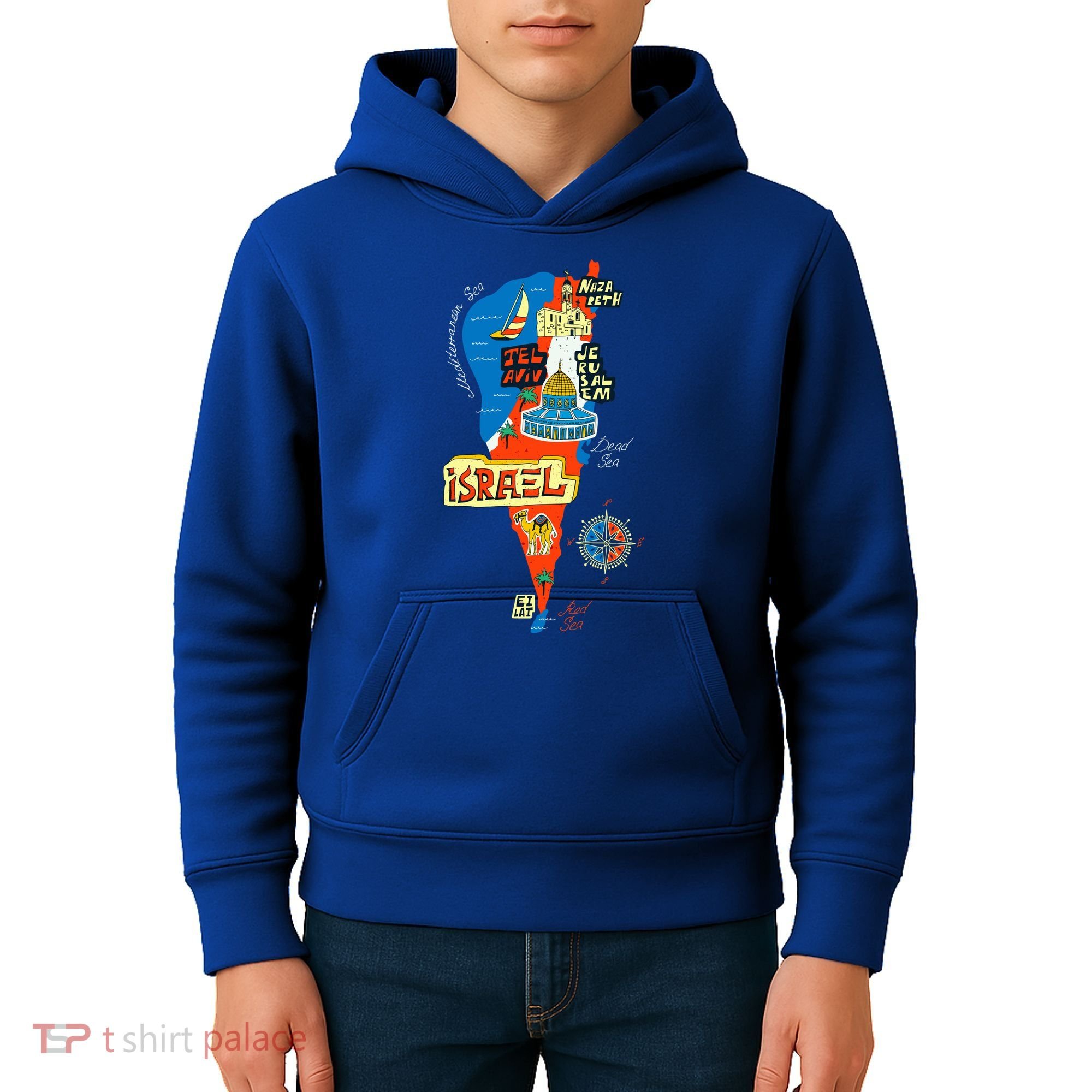 Israel Cartoon Map Kids Hoodie