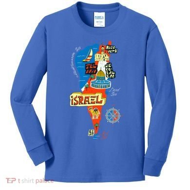 Israel Cartoon Map Kids Long Sleeve Shirt