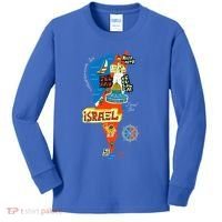 Israel Cartoon Map Kids Long Sleeve Shirt thumb 0