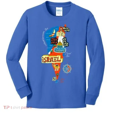 Israel Cartoon Map Kids Long Sleeve Shirt
